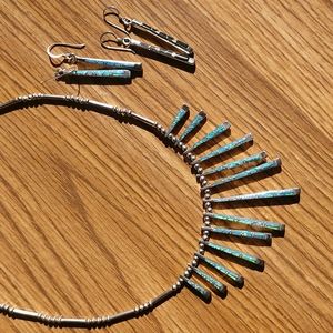 Opal and Onyx Choker and Earrings